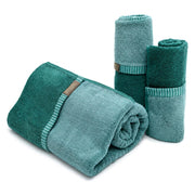 Sazaga, set di Asciugamani 100% Cotone set da 2 Reversibile, Verde Acqua