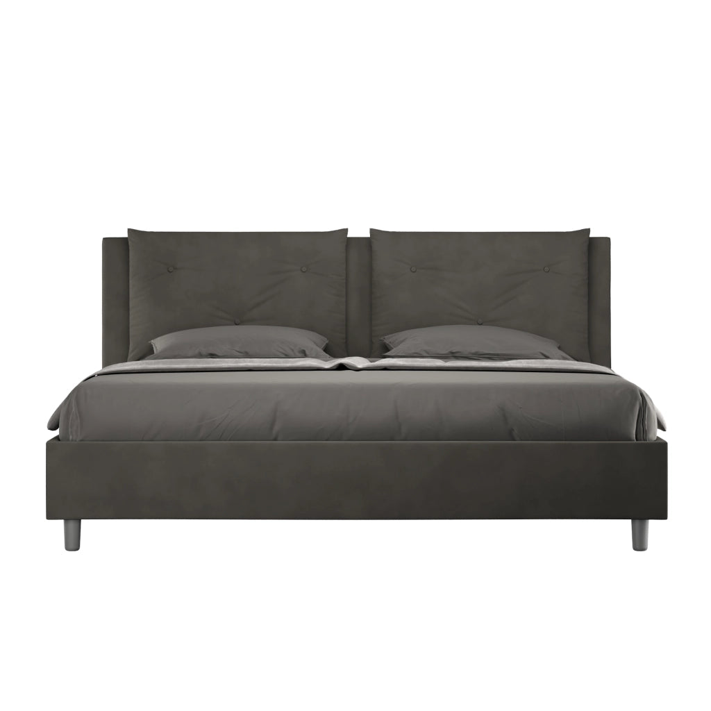 BS COM Letto senza rete imbottito 180x210 microfibra grigio