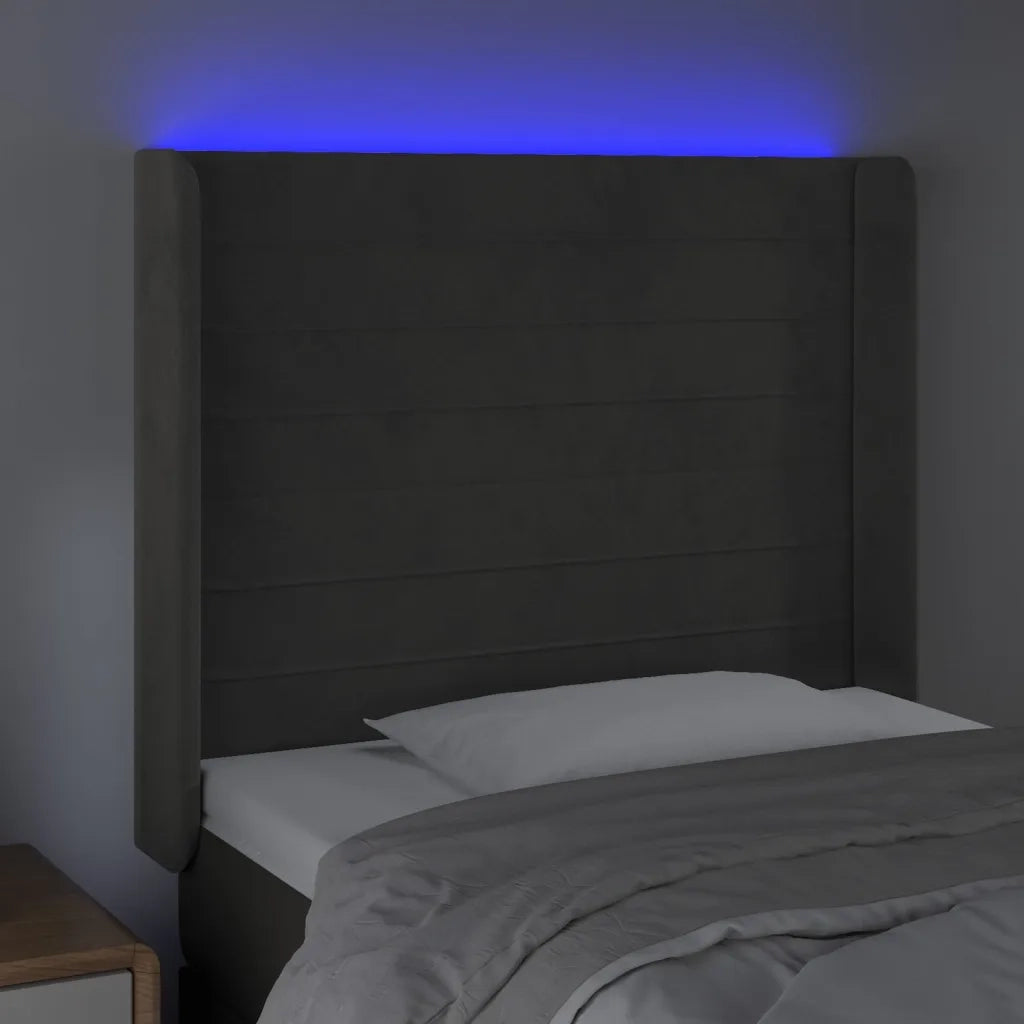 Testiera a LED Grigio Scuro 93x16x118/128 cm in Velluto 3124225
