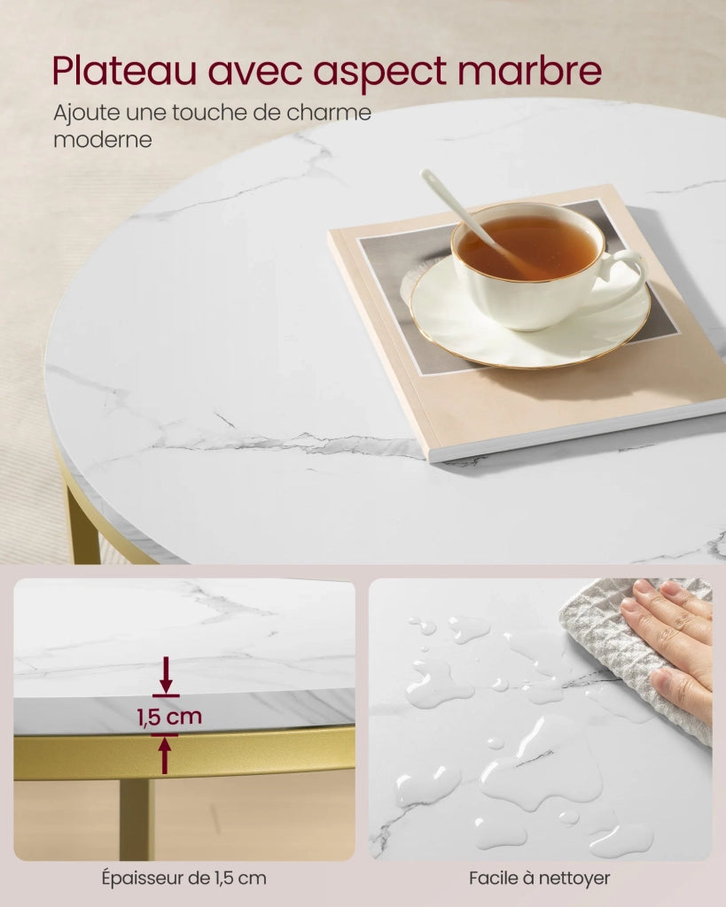 Tavolino da caffè tavolo da soggiorno tavolo da divano tavolo da aperitivo effetto marmo piano in vetro temperato facile da montare per soggiorno in stile moderno bianco 12_0007495