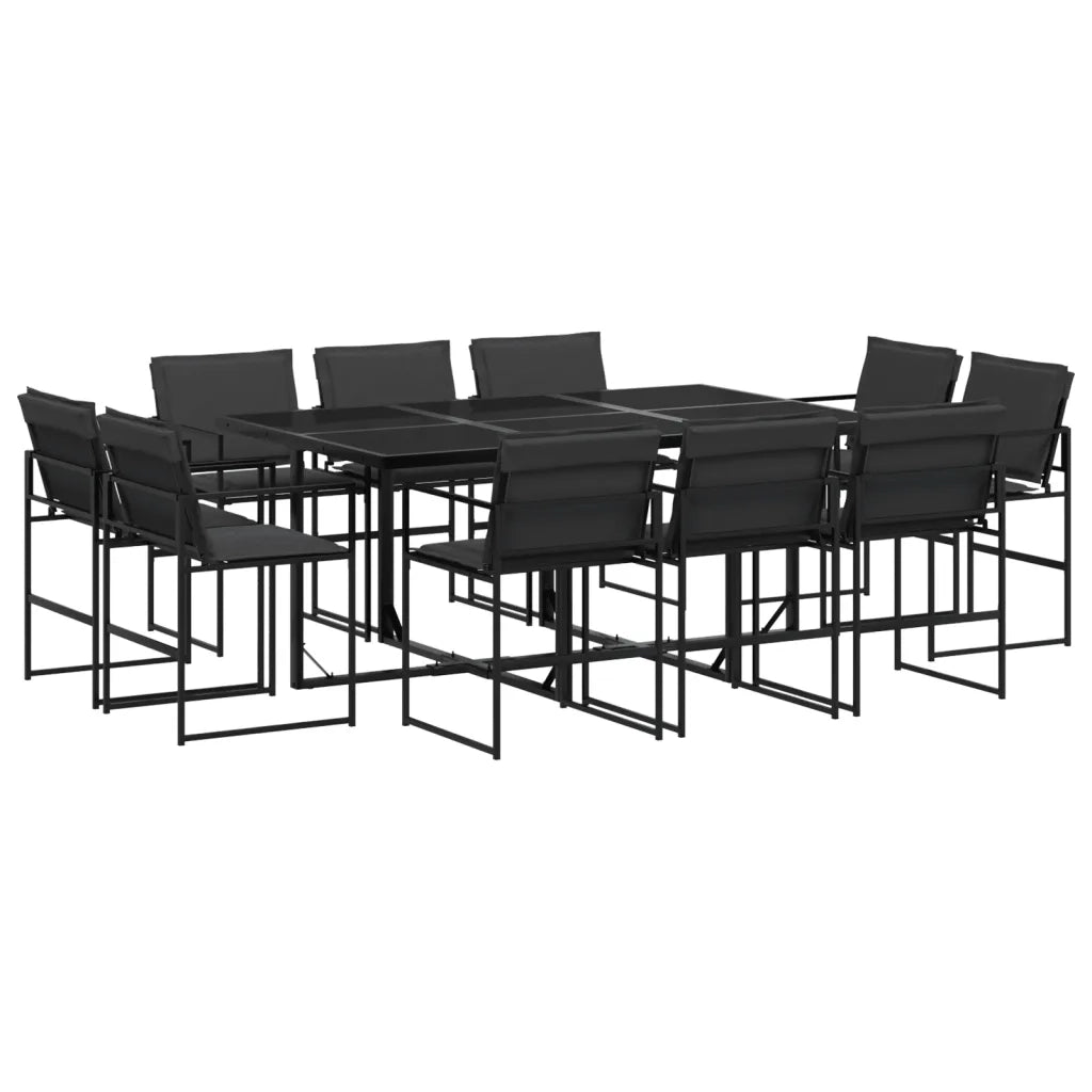 vidaXL Set da Pranzo da Giardino 11 pz con Cuscini Nero in Textilene