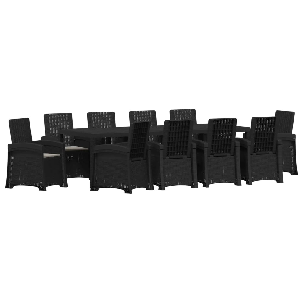 Set da Pranzo per Giardino 11 pz Antracite e Grigio chiaro PP 3430170