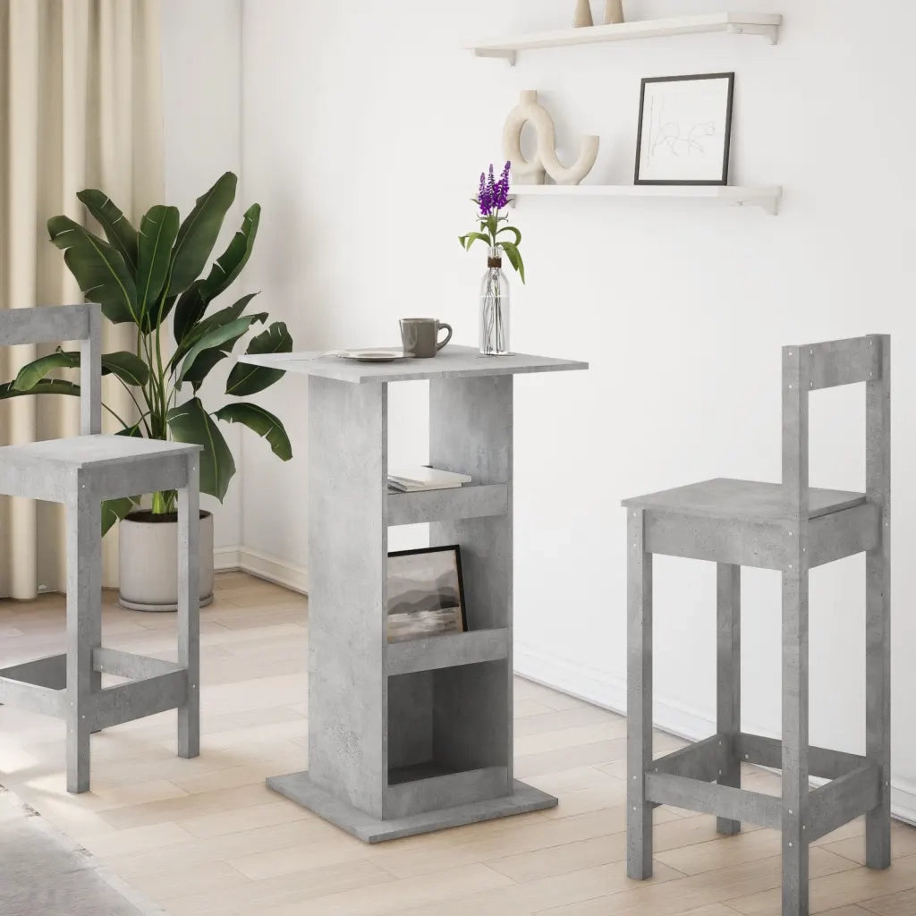Tavolo Bar Portaoggetti Grigio Cemento 60x60x102 cm Multistrato