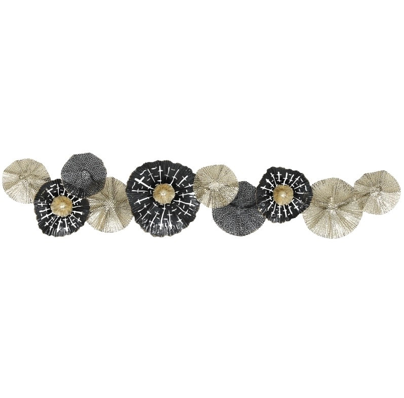 Decorazione da parete in metallo nero e oro 134 x 29 cm, stile moderno
