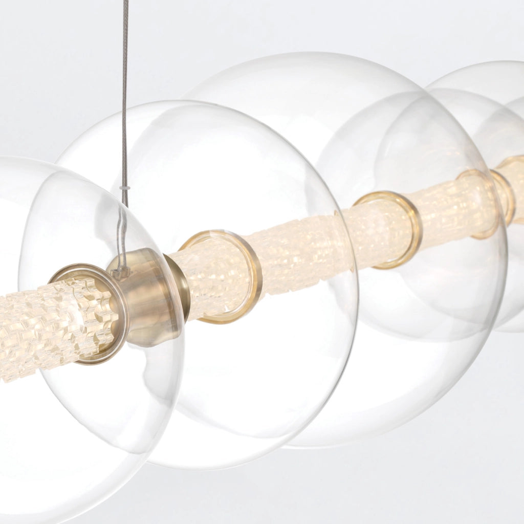 Lampada sospesa Atomo ottone vetro 142 cm LED 46W Quintiesse