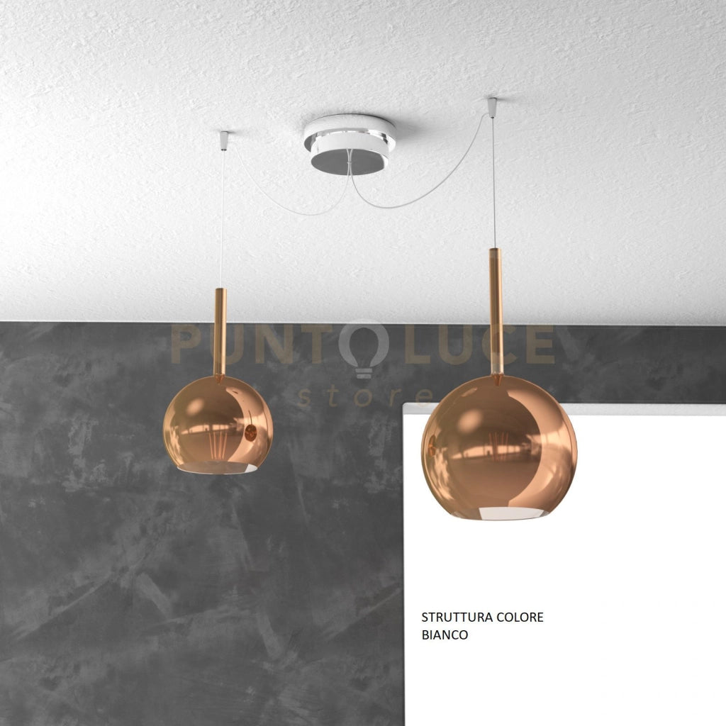 SOSP. BIANCO SPOSTABILE 2 LUCI VETRI (1 MEDIO + 1 PICCOLO)TUTTI RAME 1155BI-S2 S MIX-RA