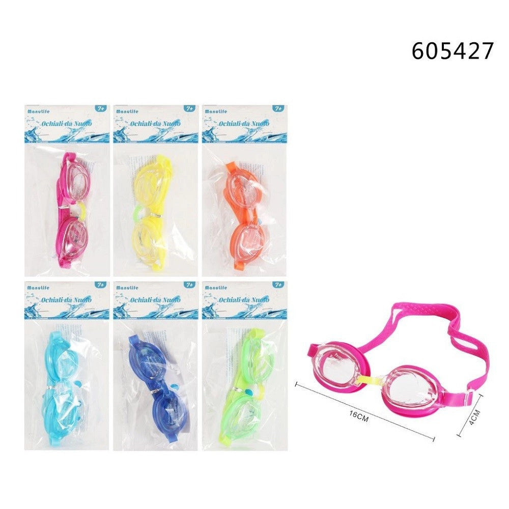 Trade Shop - Occhiali Occhialini Da Nuoto Piscina Mare Estate Sport 16x4cm Vari Colori 605427 -