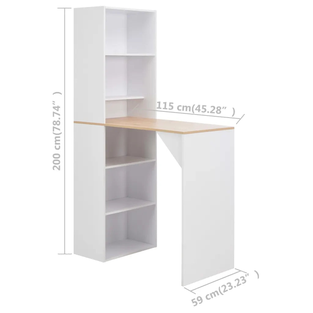 Tavolo da Bar con Mobiletto Bianco 115x59x200 cm 280230