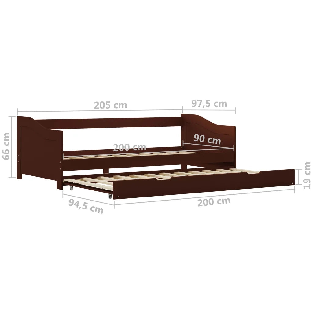 Dormeuse Estraibile senza Materasso-Divano Letto Marrone Scuro 90x200 cm