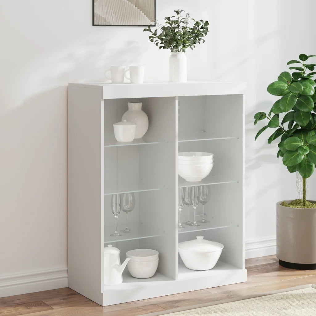 Credenza | Madia | Buffet da pranzo | Armadio da pranzo con Luci LED Bianca 81x37x100 cm