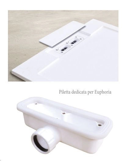 Piatto doccia in pietra SOLIDSTONE alto 2,8 cm con bordo - Beige - Misura: 80x100 x 2,8h
