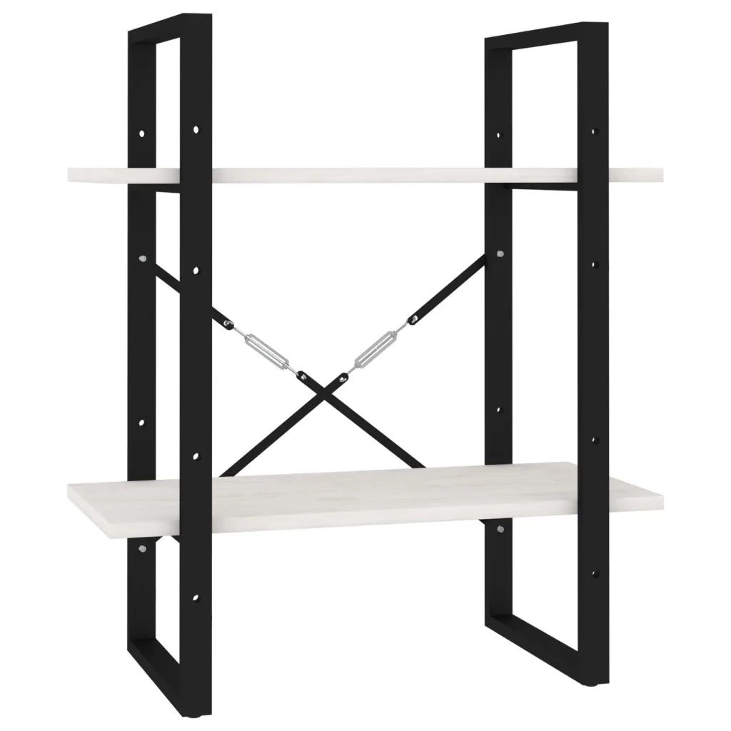 Libreria a 2 Ripiani Bianca 60x30x70 cm in Massello di Pino 806433