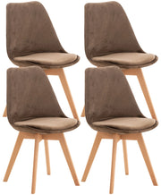 Set 4 Sedie Pranzo Linares marrone scuro,Velluto