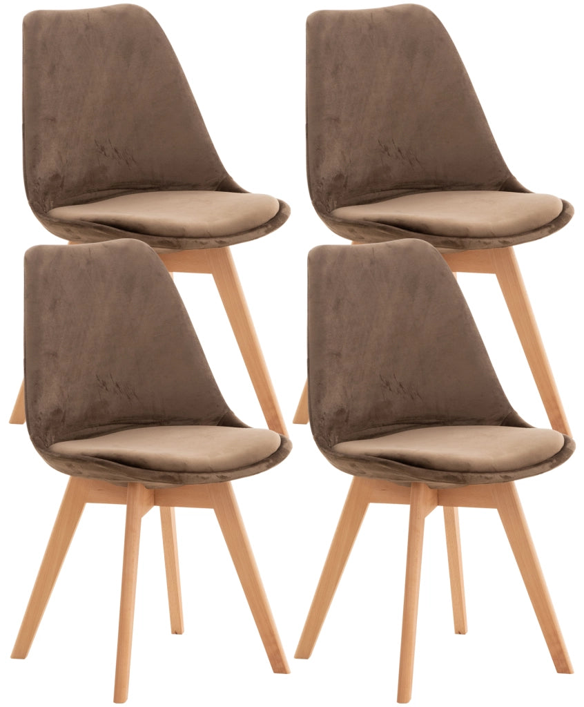 Set 4 Sedie Pranzo Linares marrone scuro,Velluto