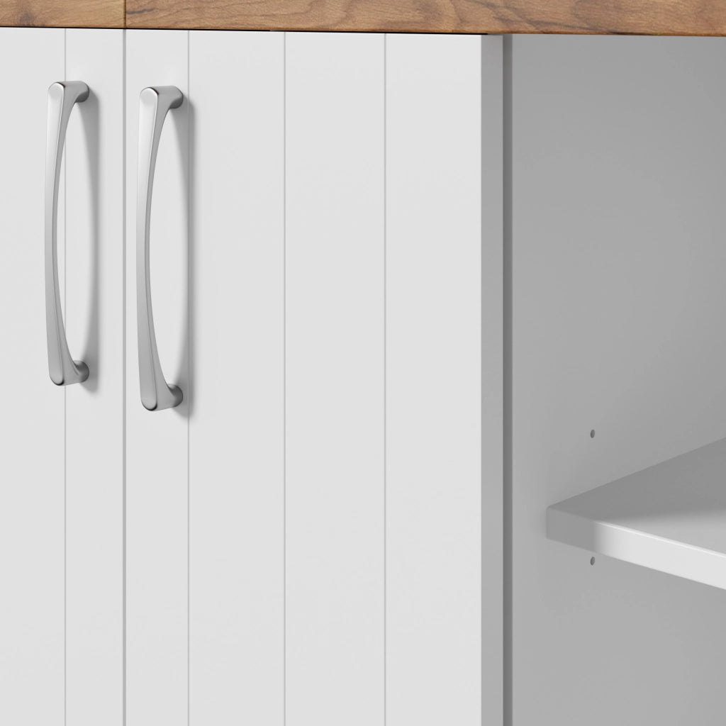 Buffet da Cucina con Vetrina, Cassetti e Ganci ¨C Xylo ¨C Bianco, 106x39x176,5 cm