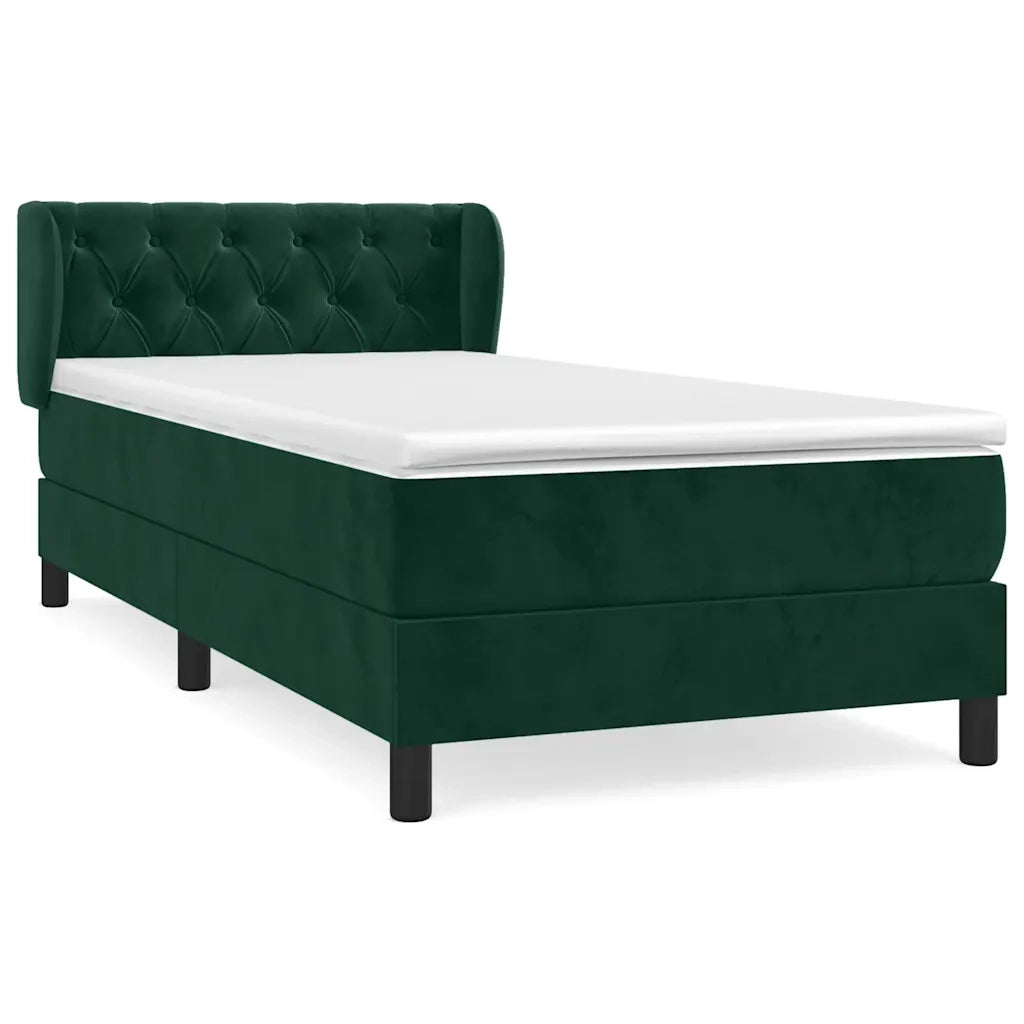 Giroletto a Molle con Materasso Verde Scuro 80x200 cm Velluto 3127640