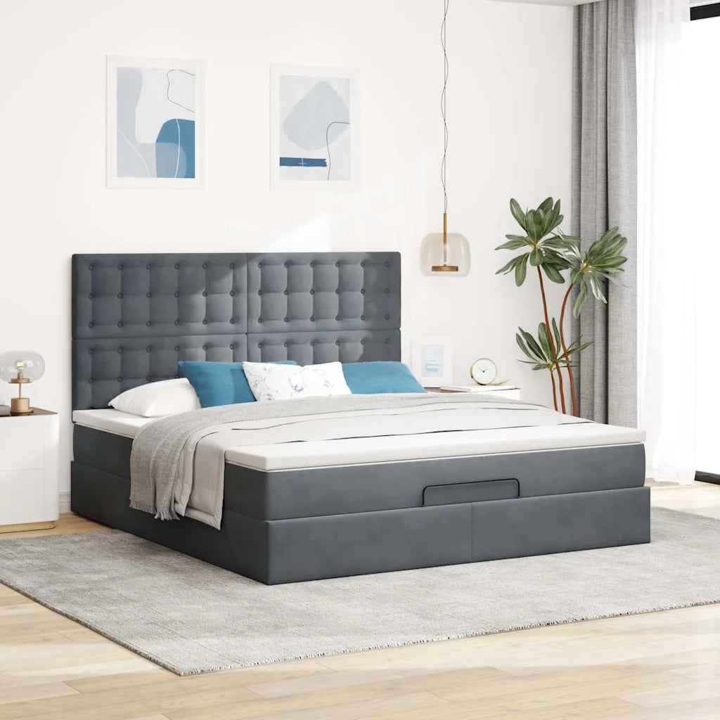 Struttura Letto Pouf con Materassi 160x200 cm in Velluto 3314475