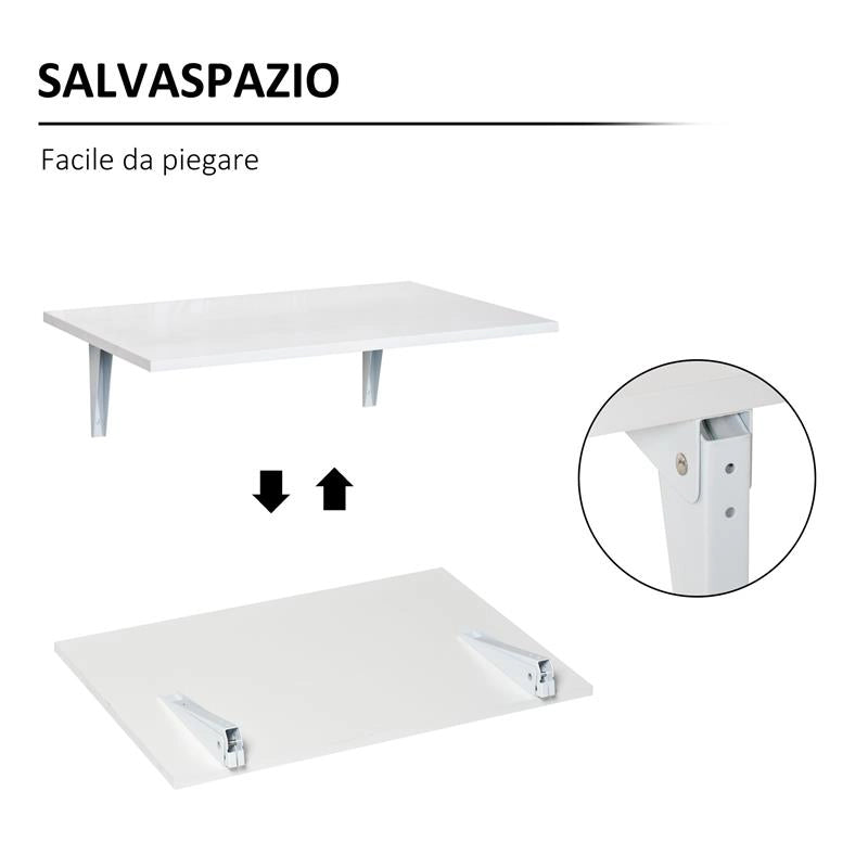 TAVOLINO A MURO PIEGHEVOLE SALVASPAZIO 60 X 40 X 20 CM BIANCO