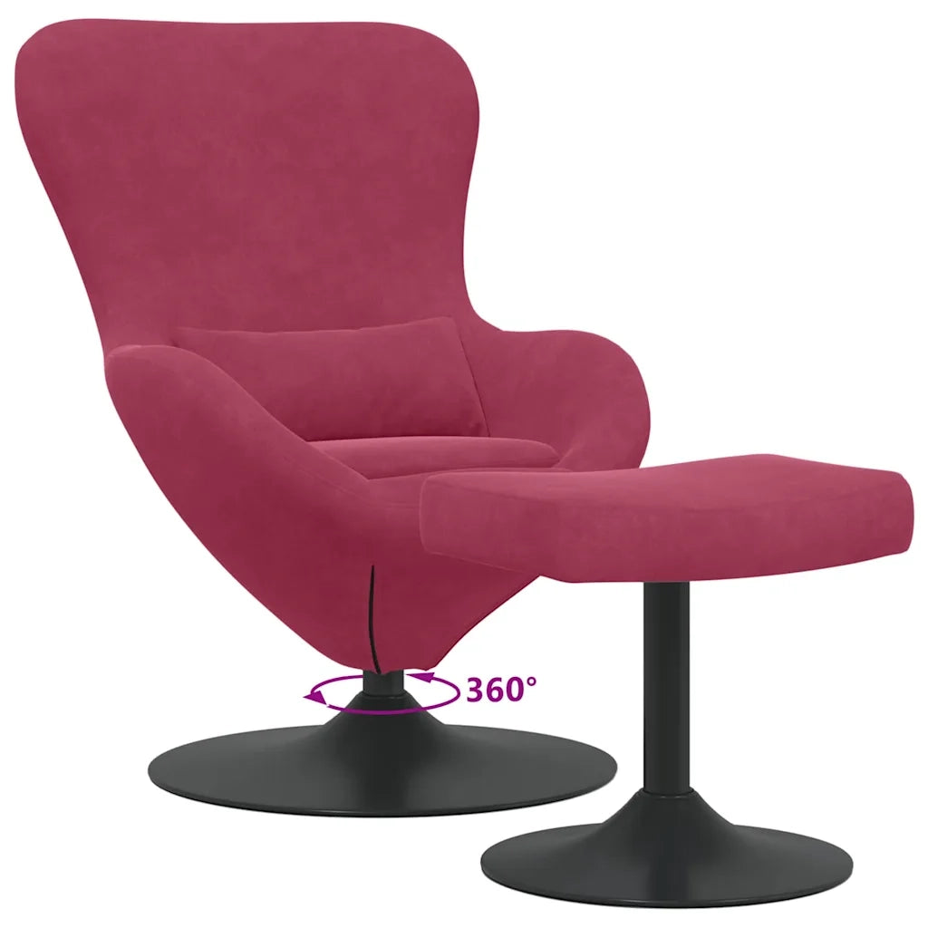 Sedia Egg con Pouf Rosso Vino Velluto 42002749