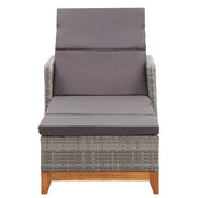 Lettino Prendisole Polyrattan e Legno Massello di Acacia Grigio 46013