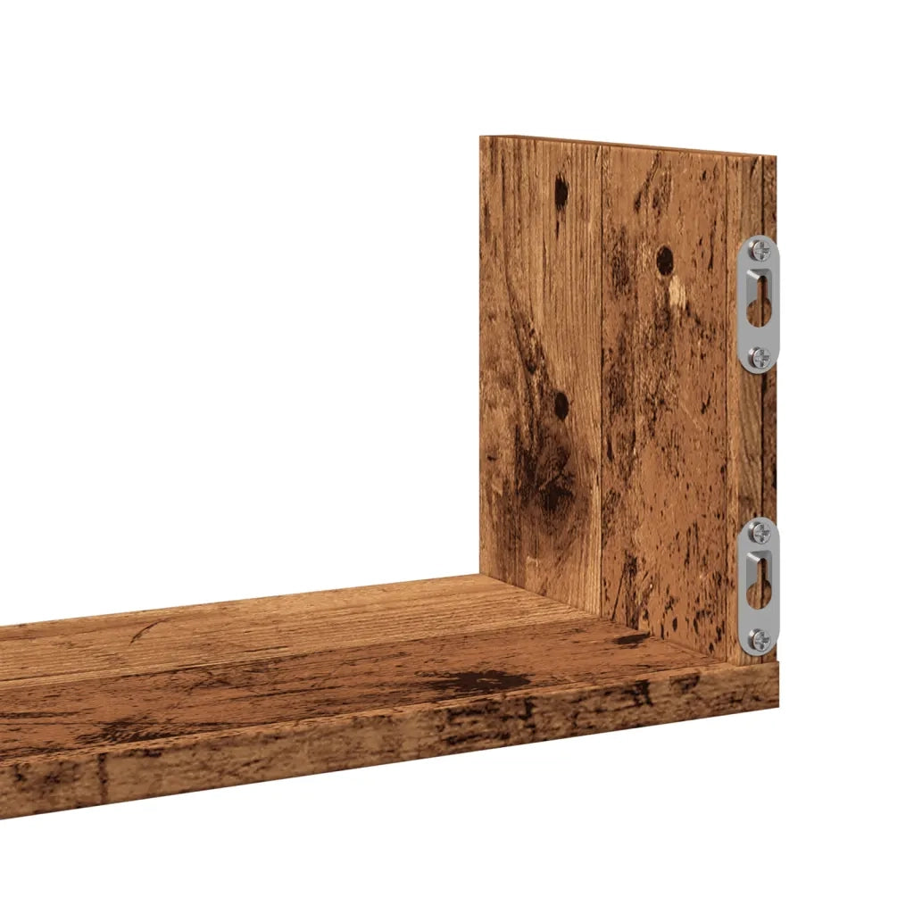 Mensole a Parete 3pz Legno Antico 80x18x18 cm in Truciolato 853297