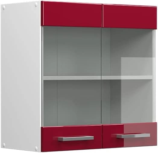 Mobile da cucina in vetro R-Line, Rosso lucido, 60 cm, per la libera combinazione all'interno di sistemi cucina modulari