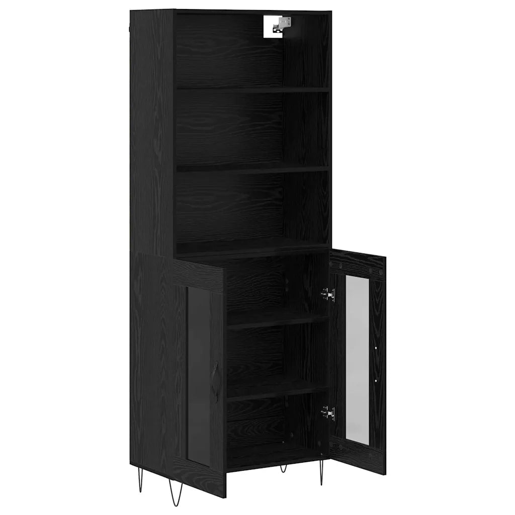 Credenza 2 pcs Rovere Nero Legno multistrato 3403173