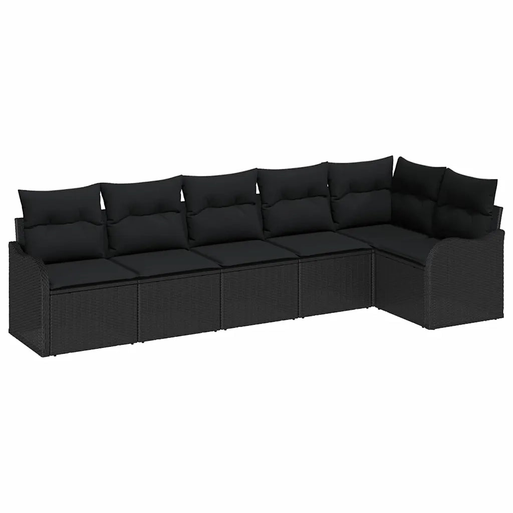 Set Divano da Giardino con archiviazione 6 pcs Nero polyrattan 3354392