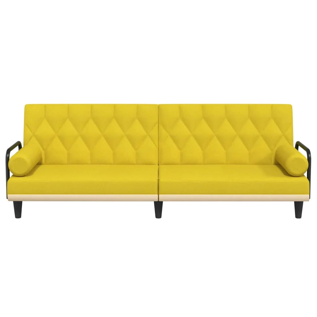 Divano letto con braccioli tessuto giallo chiaro 02_0019248