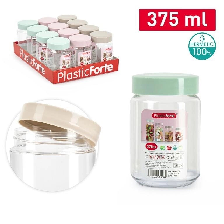 1 Pezzo Barattolo da Cucina Multiuso in Plastica Montecarlo 375 ml 3 Colori