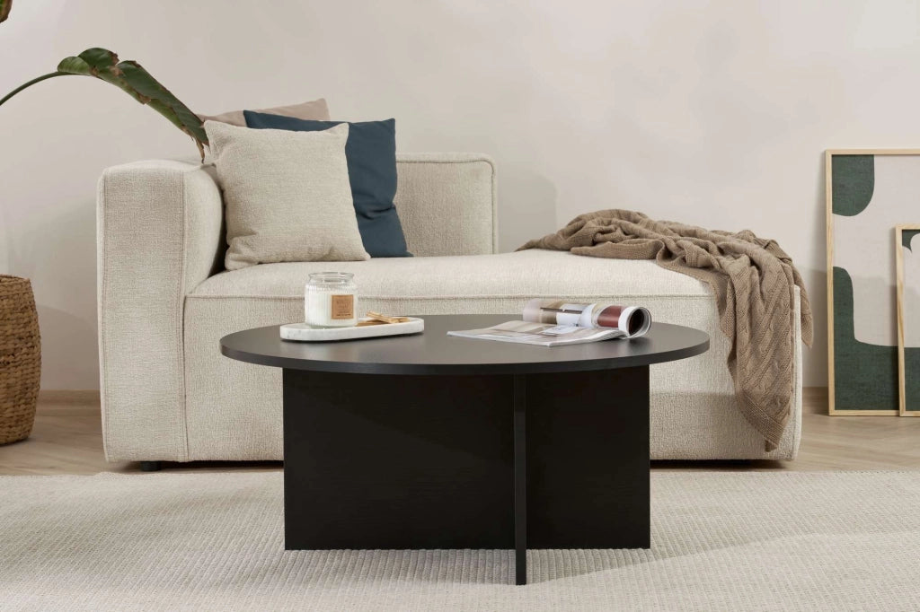 Simbario, Tavolino da Salotto Forma Rotondo, 90x90x40h cm Nero