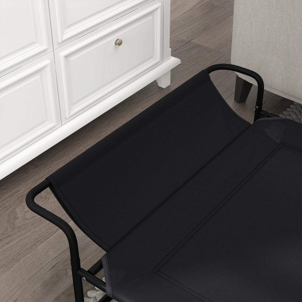 Lettino Brandina per Cani Medi e Grandi 106x81x33 cm Rialzato con Poggiatesta da Esterno in Tessuto a Rete Nero