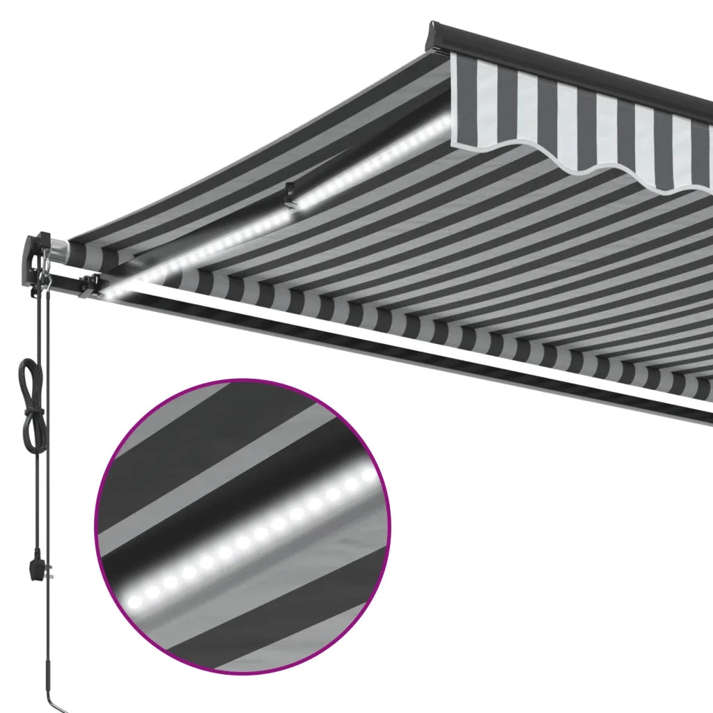 Tenda Retrattile Automatica LED Antracite e Bianco 350x250 cm 3310229