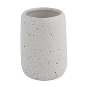 Trade Shop - Bicchiere Porta Spazzolini In Ceramica Bianco Effetto Pietra Granito Bagno 87806 -