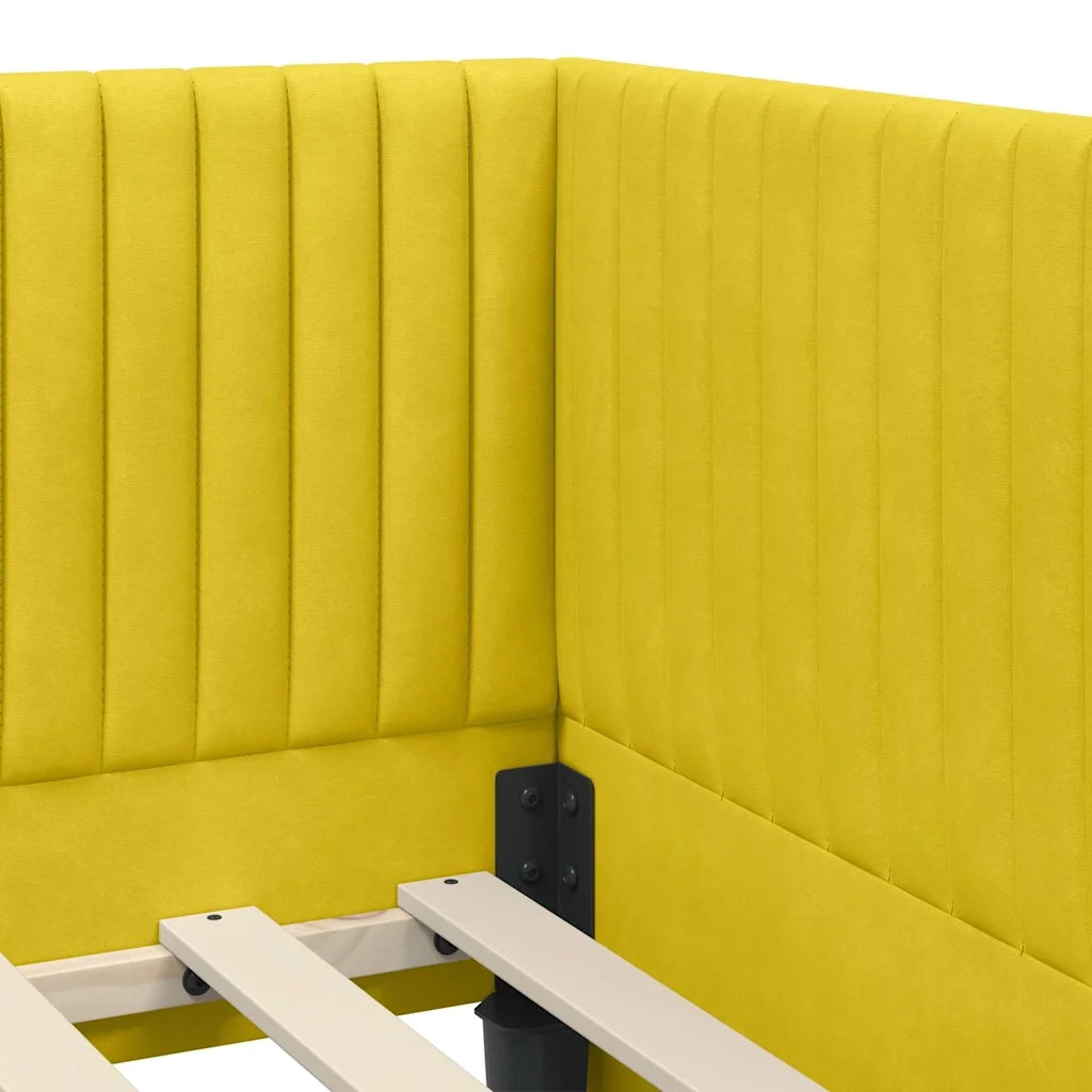 Cornice del letto ad angolo Giallo 100 cm x 200 cm Velluto