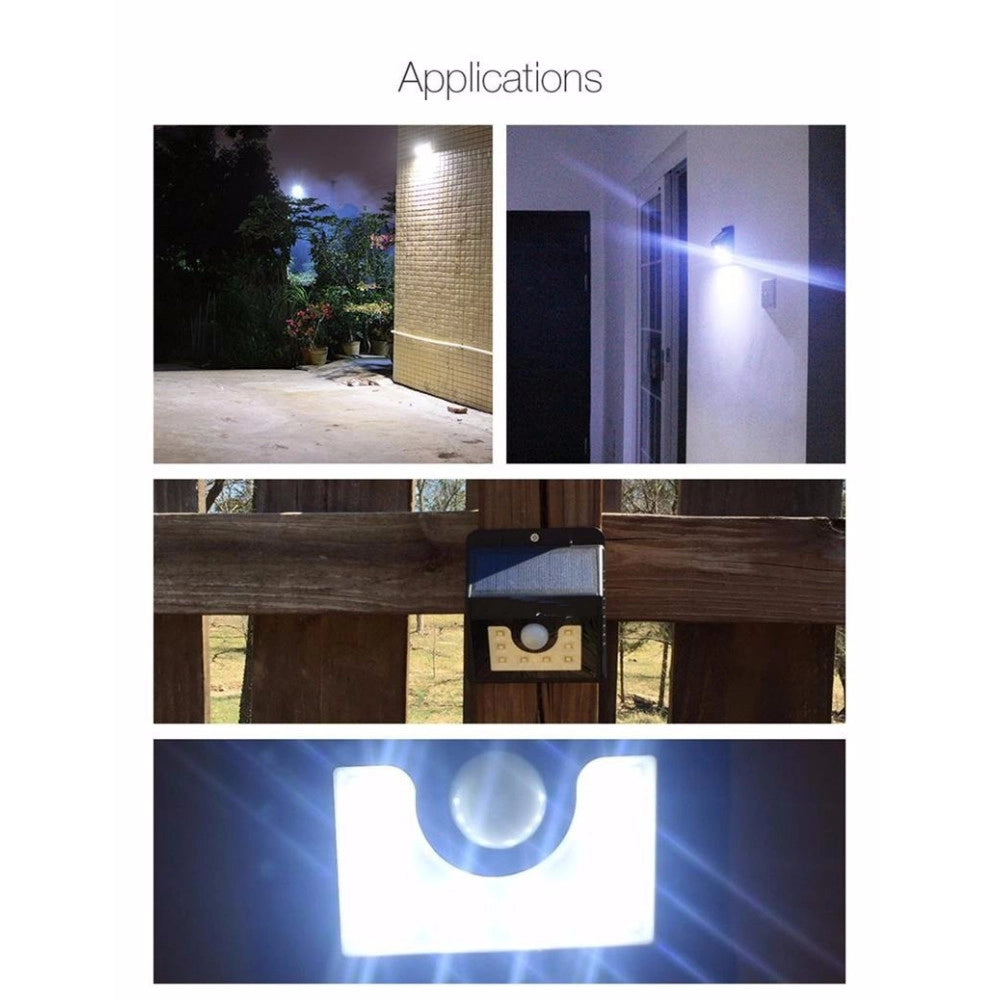 Trade Shop - Faro 8 Led Con Pannello Solare Ricaricabile E Sensore Di Movimento Per Esterno -