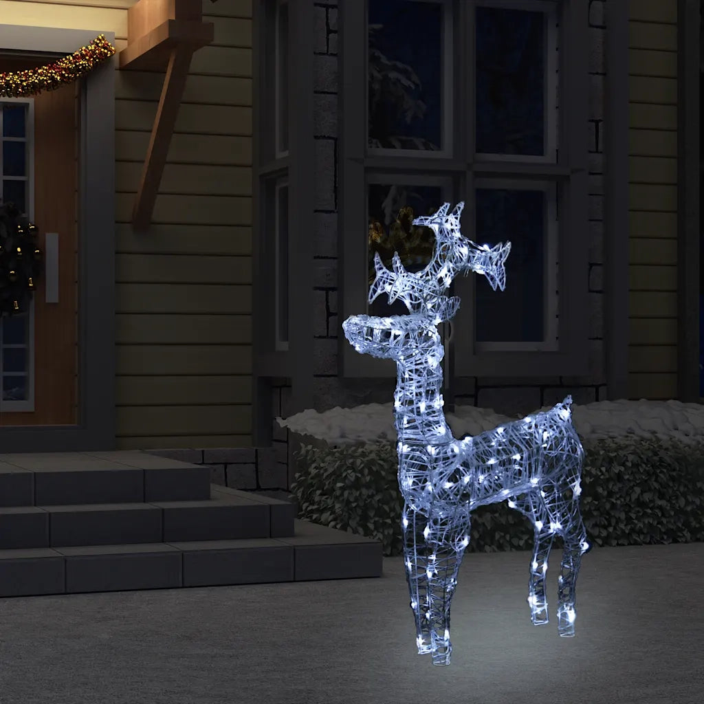 Renne e Slitta Decorazione Natale 90 LED 60x16x100 cm Acrilico cod mxl 35958