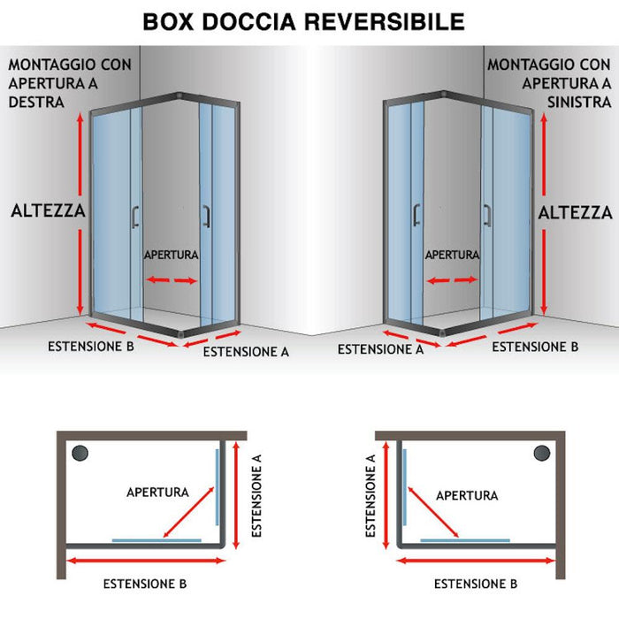 Box Doccia Angolare 90x160 cm 2 Ante Scorrevoli in Cristallo Trasparente 6mm H198 Fosterberg Viborg Duo