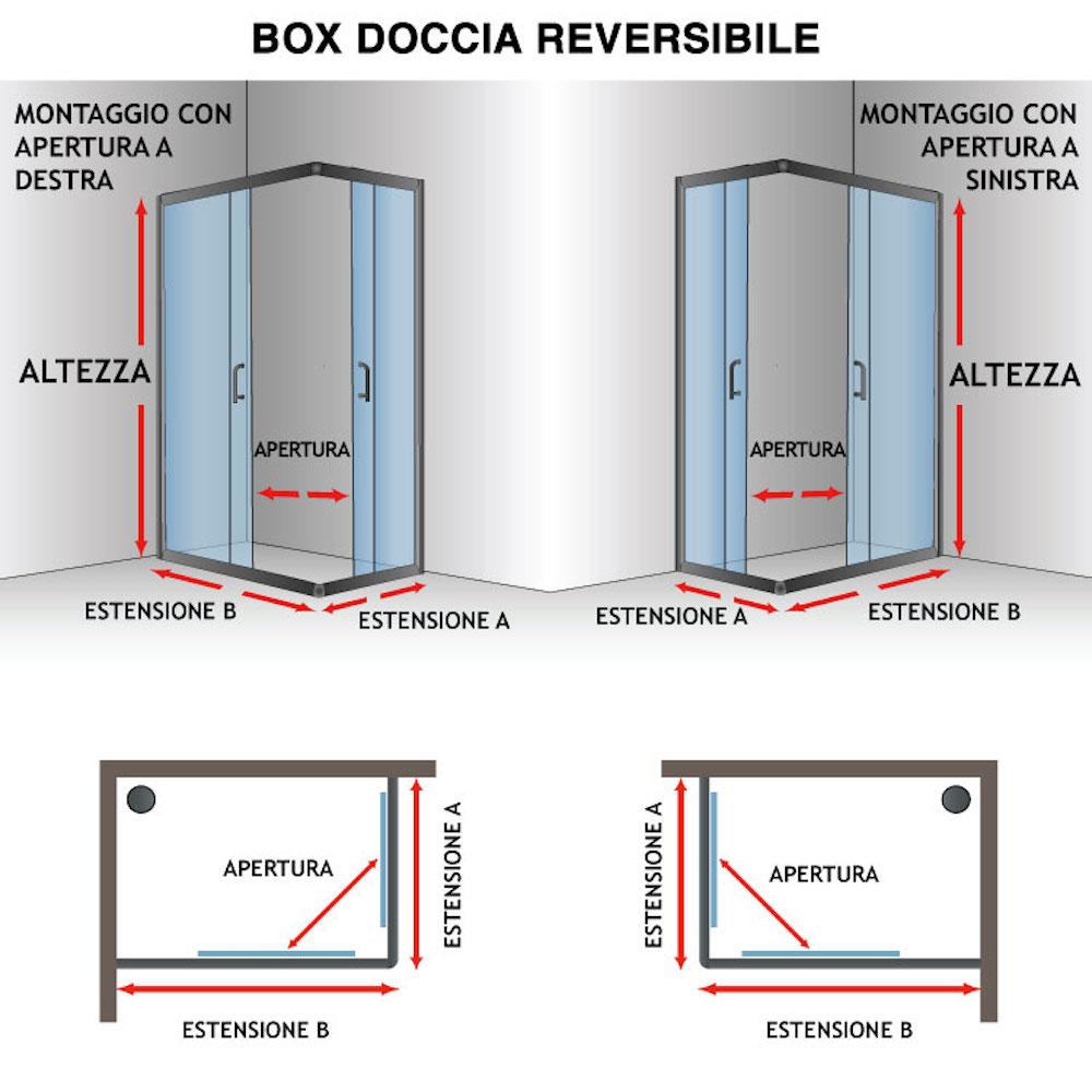 Box Doccia Angolare 80x110 cm 1 Anta Scorrevole in Cristallo Opaco 6mm H198 Fosterberg Viborg Duo