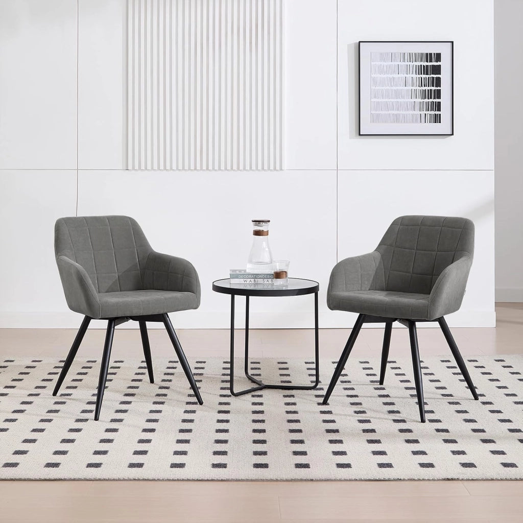 Sedia da Pranzo Girevole, Sedia da Cucina Ergonomica Imbottita in Velluto con Gambe in Metallo, Poltrona per Salotto, Ufficio, Camera da Letto, Balcone, Beige, EZS85be-1