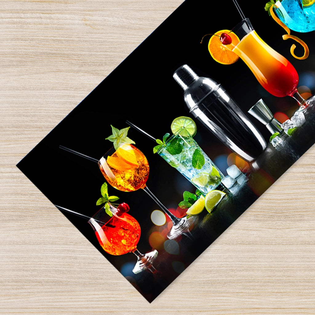 Tappeto Cucina Antiscivolo Made in Italy Passatoia Antimacchia Multiuso Corridoio Soggiorno Lavabile in Lavatrice - 50x400 - Coktail bar