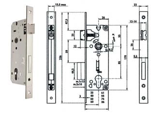 SERRATURA DA INFILARE A CILINDRO BORDO QUADRO NICHELATO SATINATO 52X- - mm.35 (Y52X00350S2) - 1 pezzi YALE