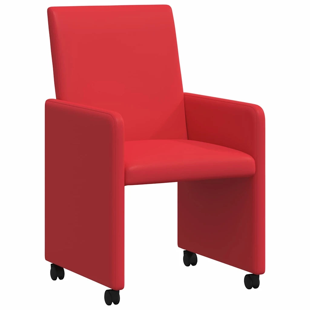 Sedie da Pranzo con Ruote con ruote 2 pcs Rosso 57 x 66 x 94 cm