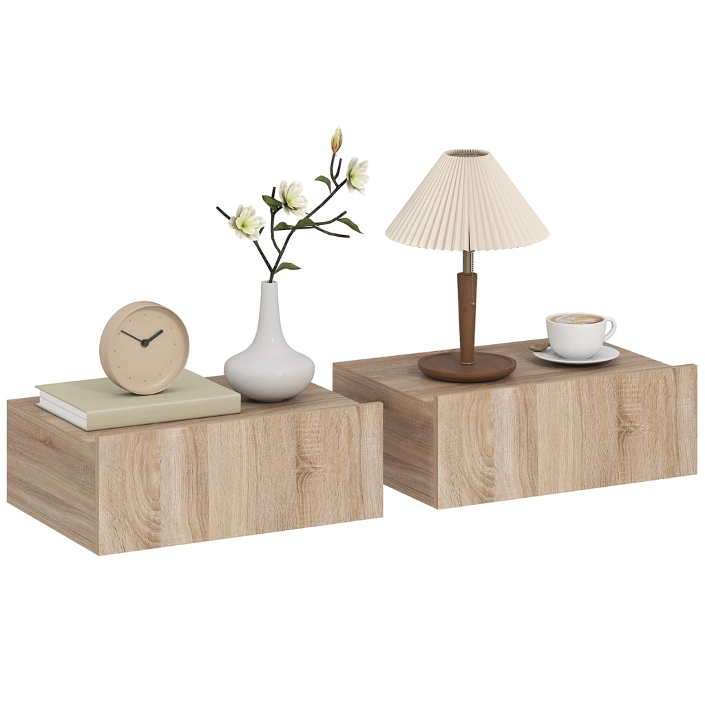 Comodino a muro con cassetto ¨C zephmum ¨C quercia 40x30x15 cm