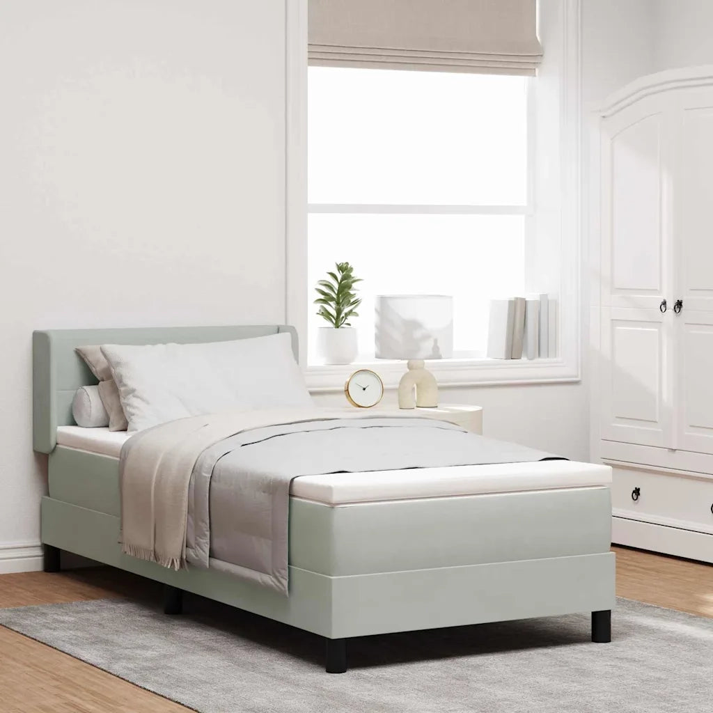Letto a molle con testiera-Rete con Testiera Grigio chiaro 190 x 90 cm Poliestere 275367