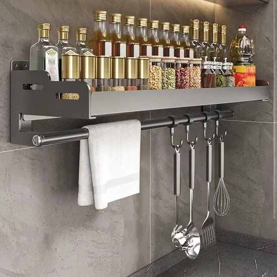 Cassa porta oggetti da cucina - Raccoglitore a muro per erbe - Nero - 40 cm