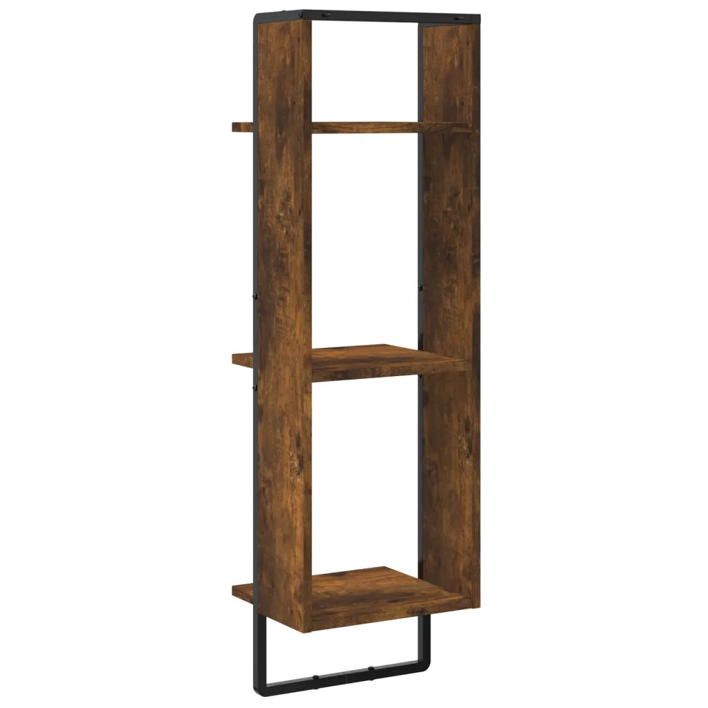 Scaffale a Parete 3 Ripiani Rovere Fumo 30x25x100cm Multistrato 836305
