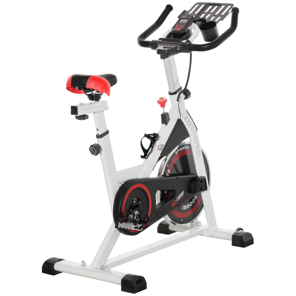 Bicicletta da Camera Fitness Professionale Silenziosa ¨C zephmum ¨C Bianco con Monitor LCD e Vassoio
