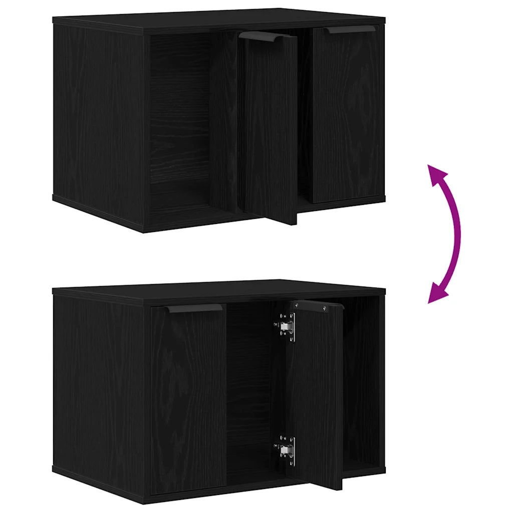 Lettiera per gatti in rovere nero 60x40x40 cm in legno ingegnerizzato 865986