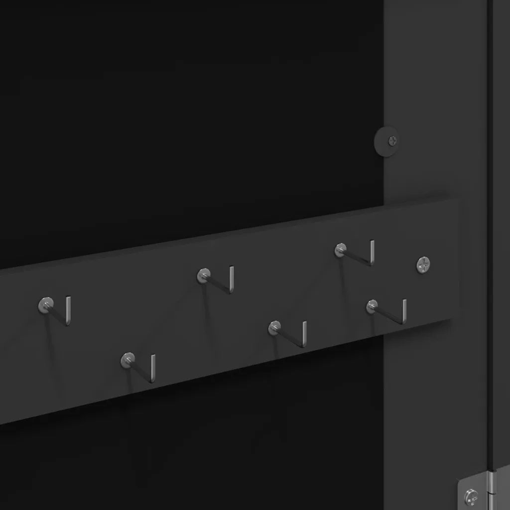 Armadio Portagioie a Specchio con Luci LED a Parete Nero CFW9568820